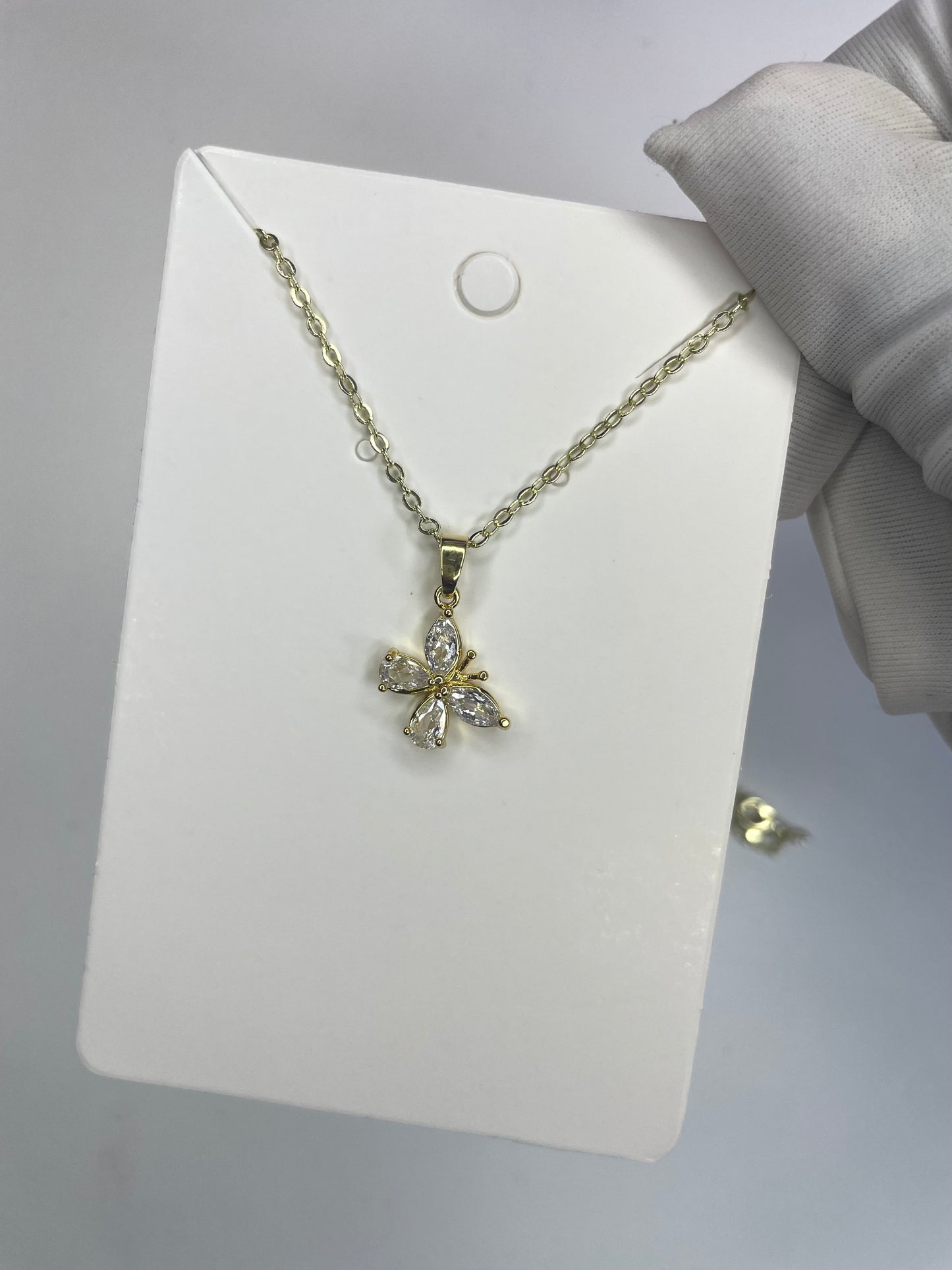 Gold diamond butterfly necklace