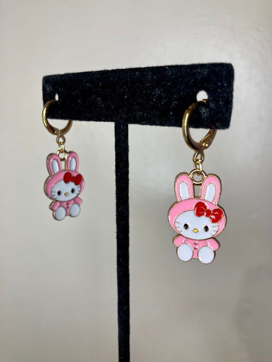 Hello kitty bunny costume mini hoop earrings