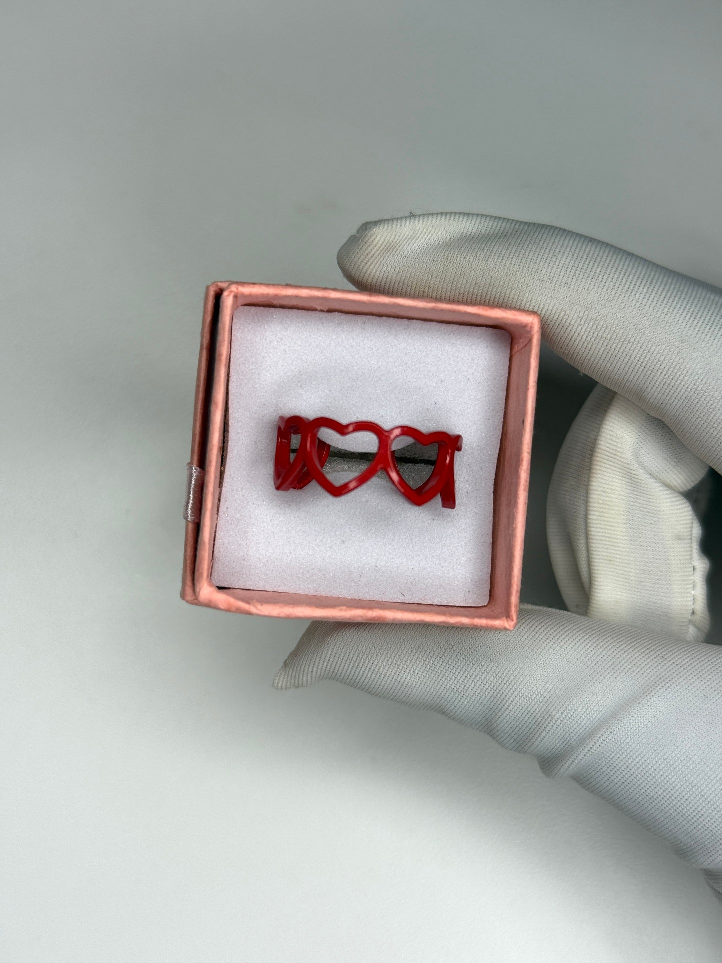 Red heart band ring (adjustable)