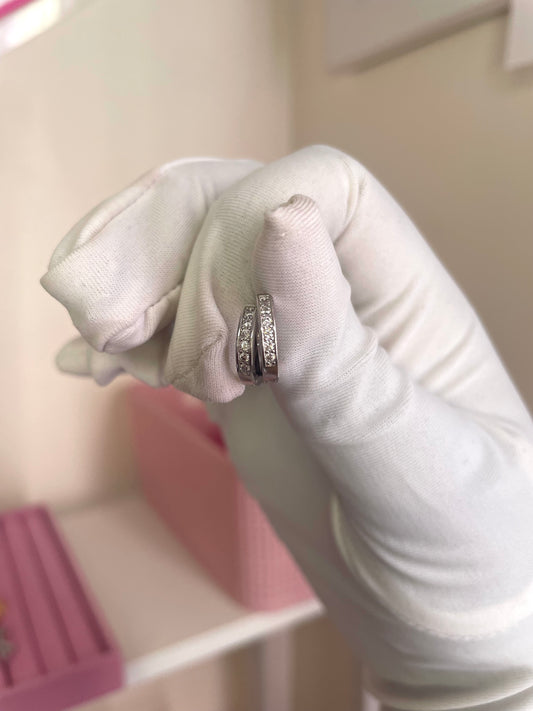 Encrusted diamond mini hoop earrings