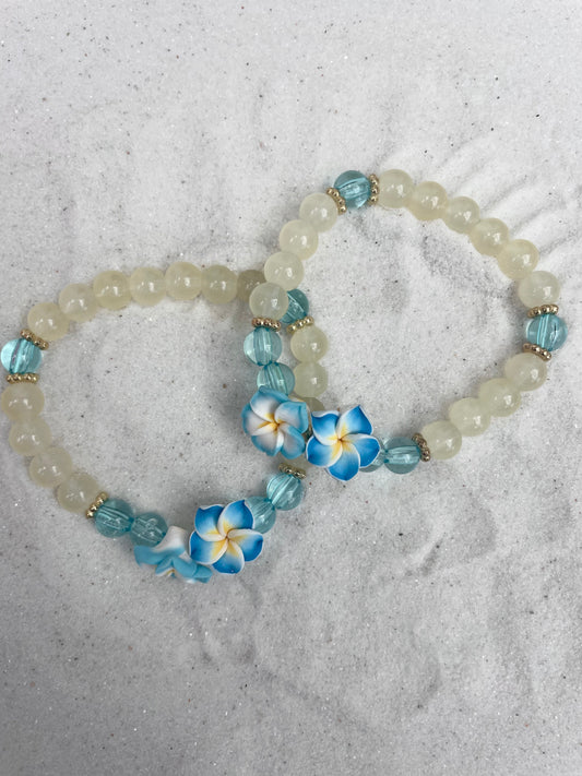 Blue frangipani flowers (1 piece)