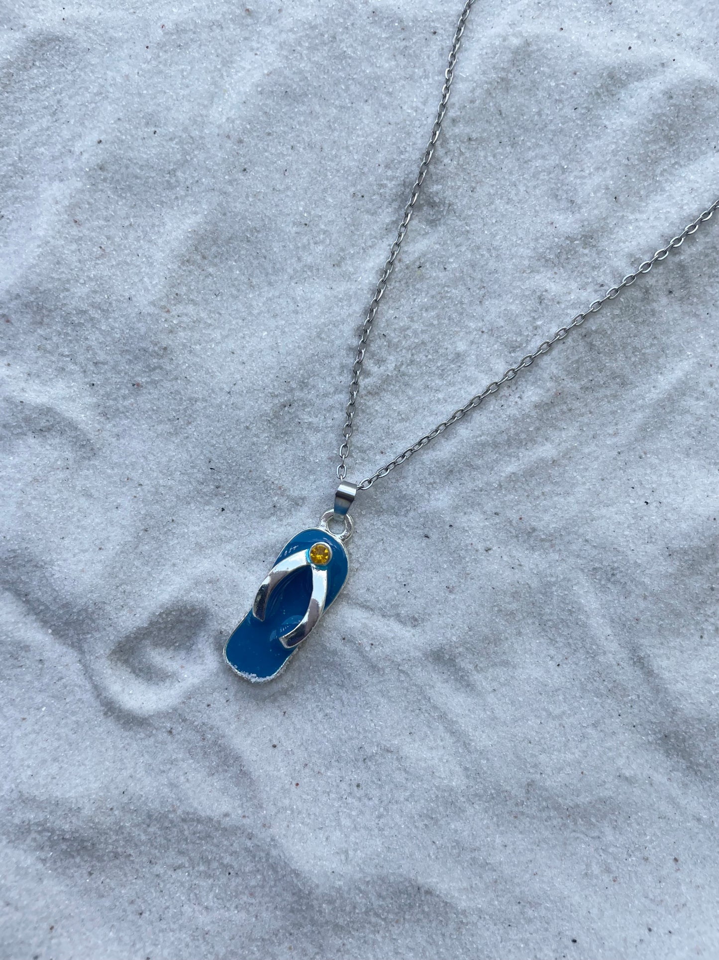 Blue flip flop necklace