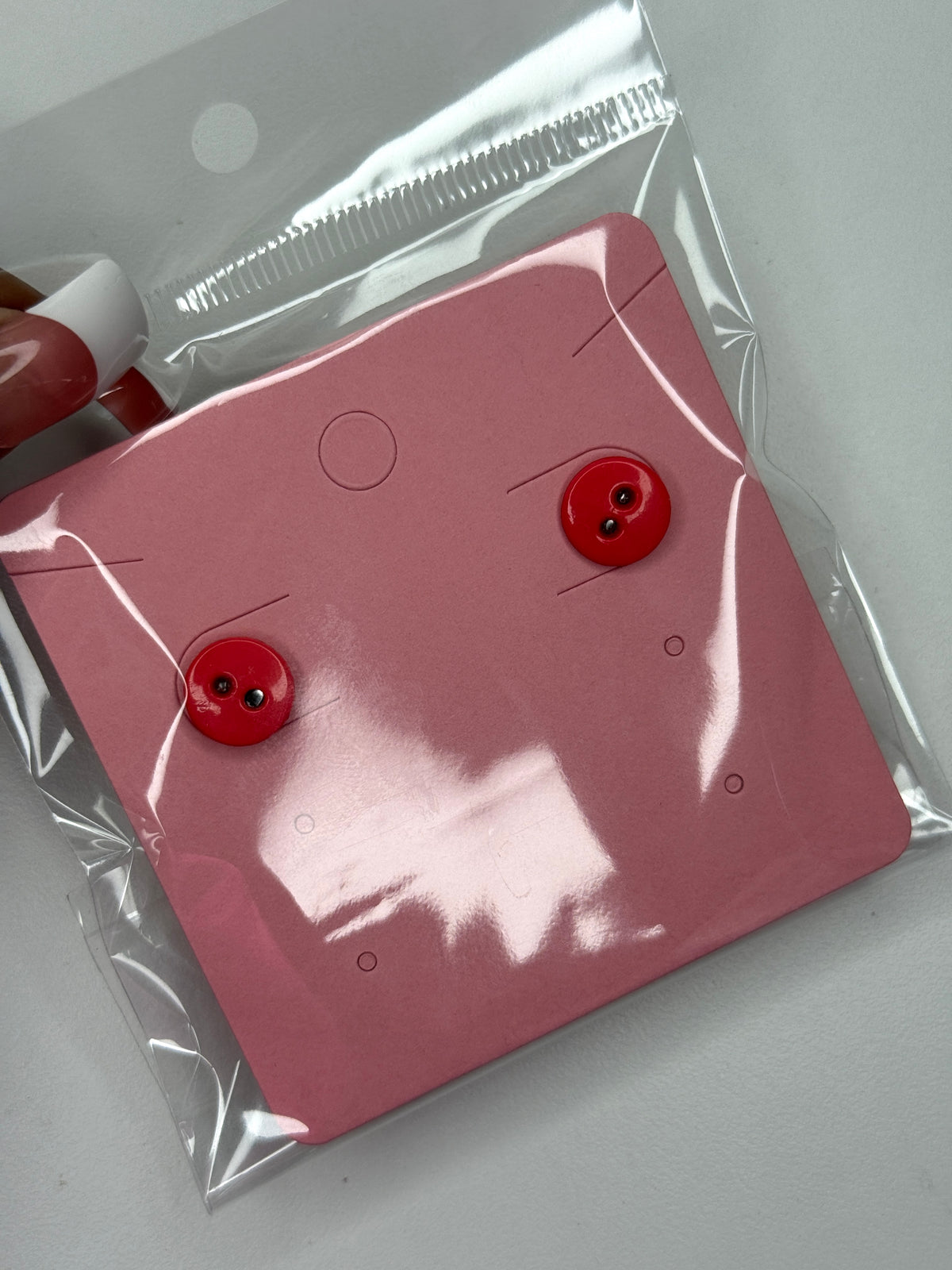 Hot pink button earrings