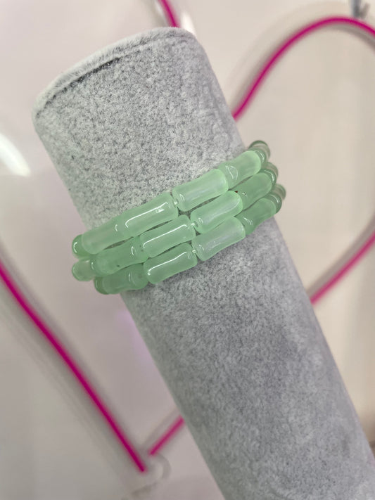 Green bamboo sticks beaded bracelet (1 piece)