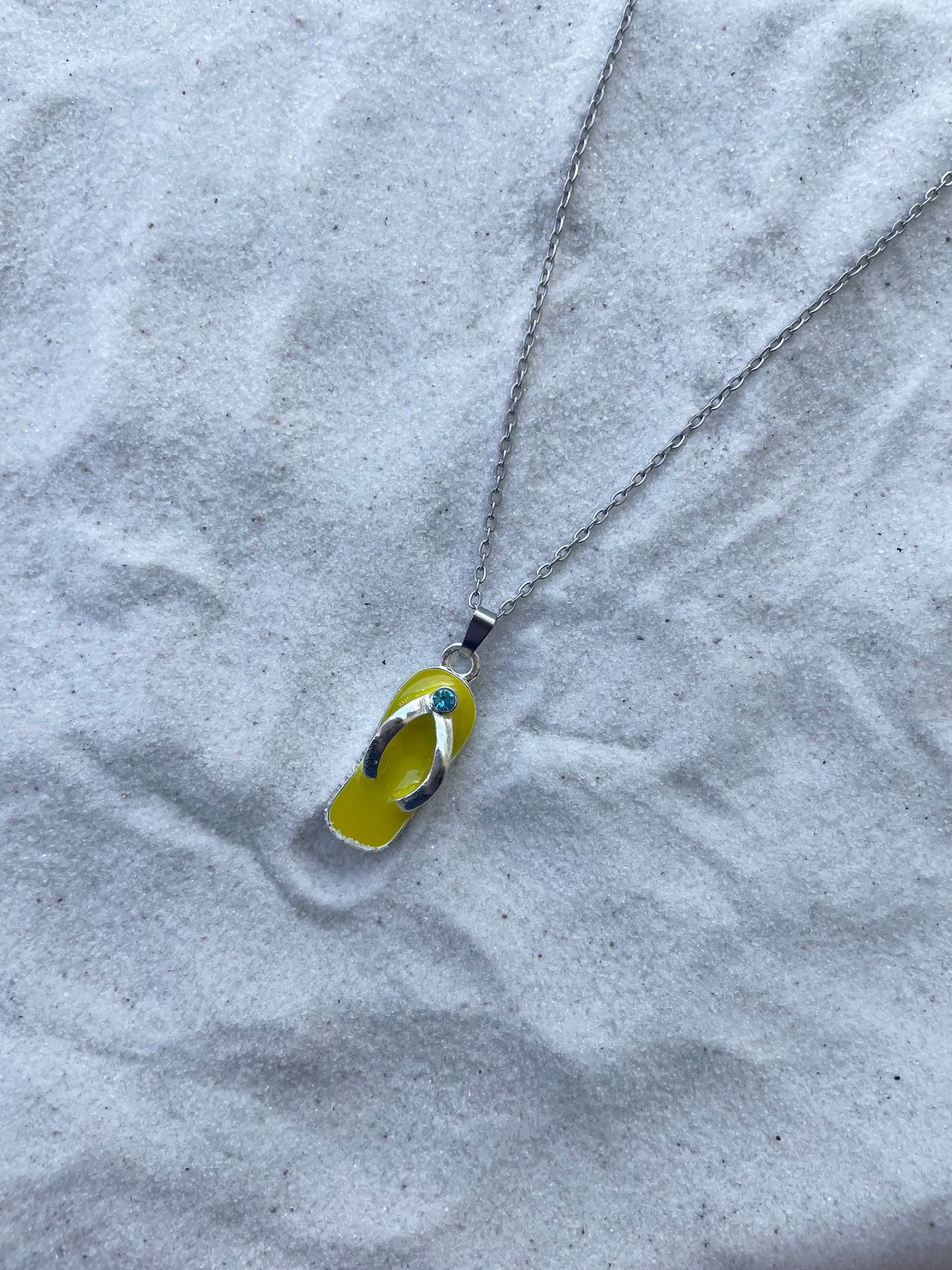 Yellow flip flop necklace