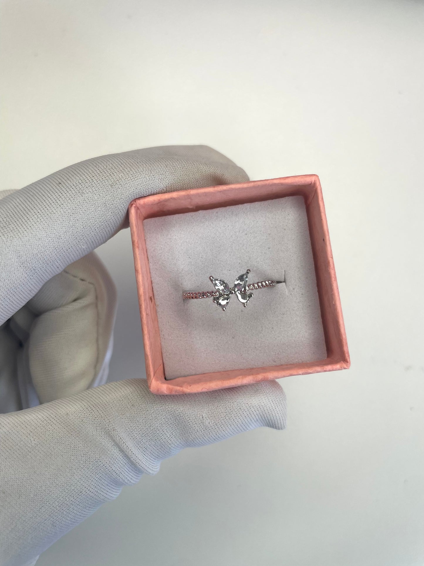 Silver diamond butterfly ring (adjustable)