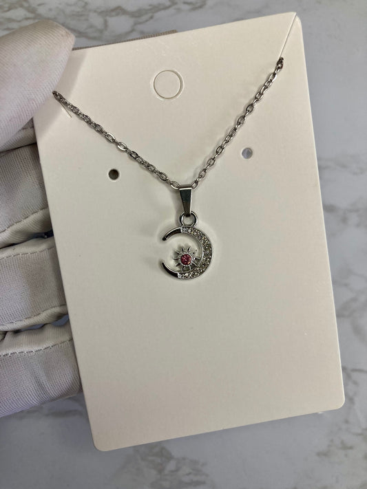 “From the moon & back” silver necklace