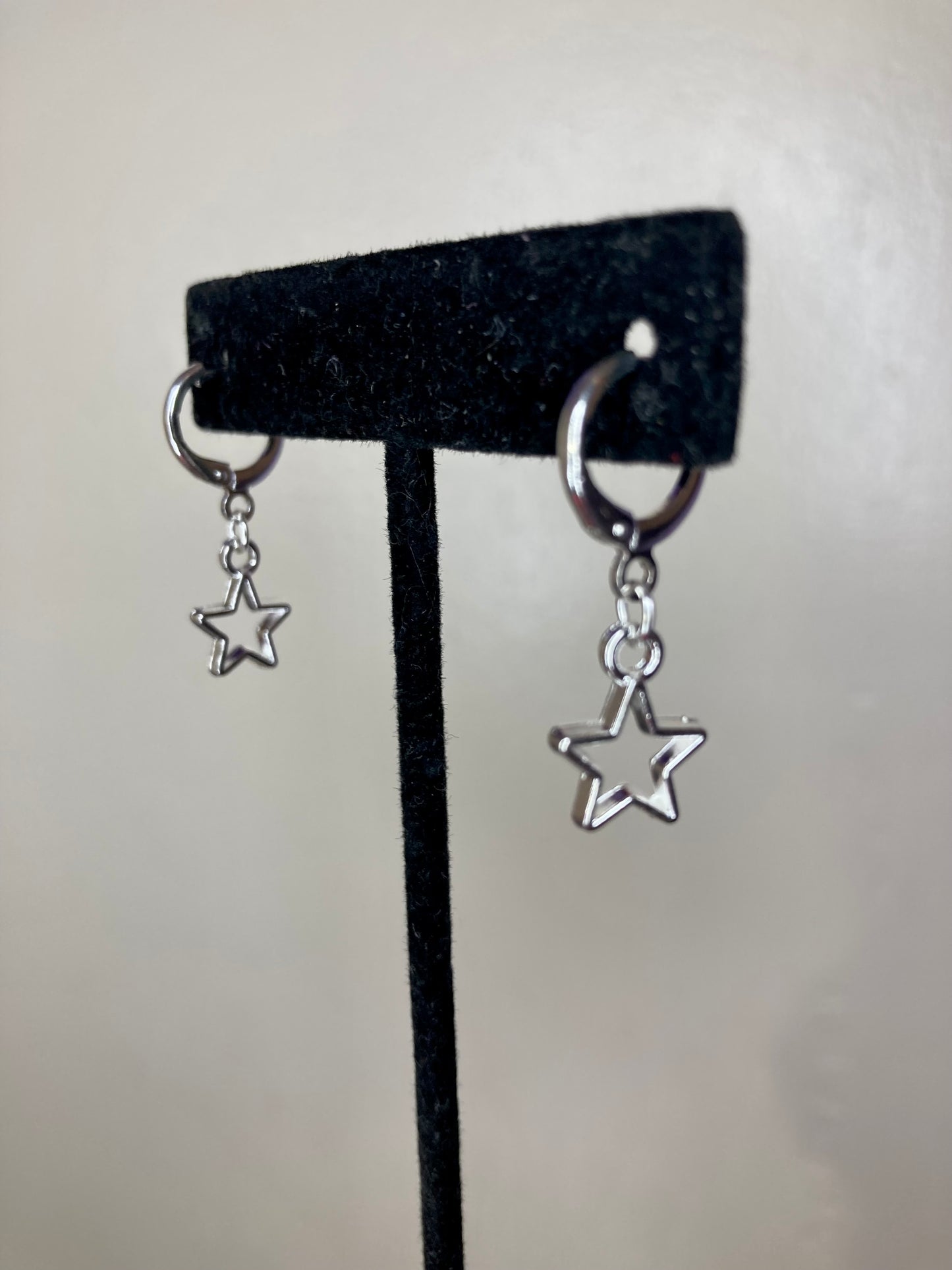 Silver shooting star mini hoop earrings