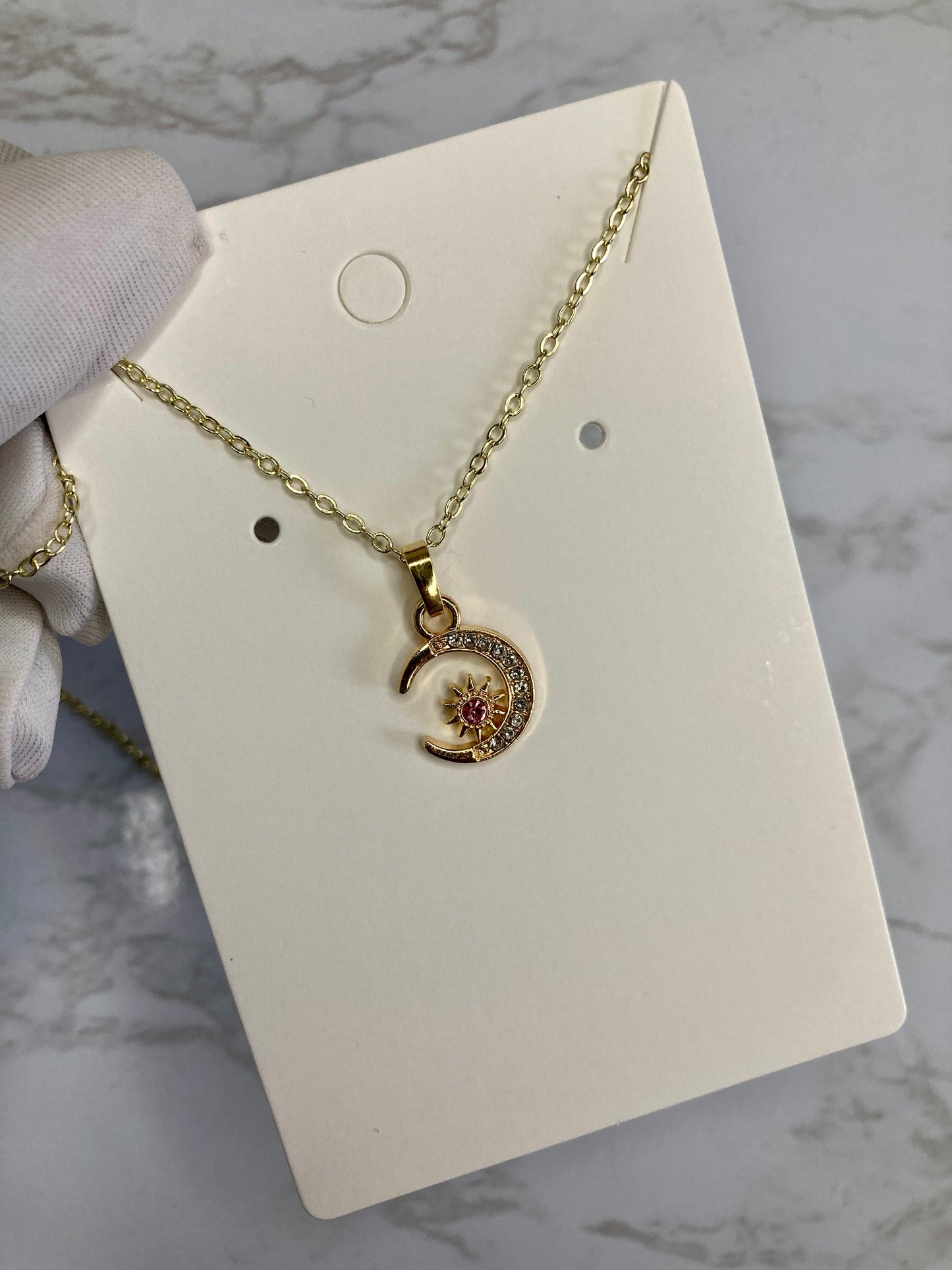 “From the moon & back” gold necklace