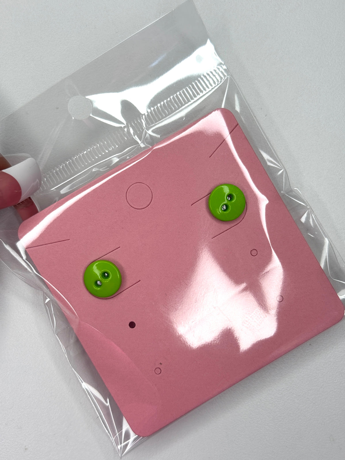 Lime green button earrings