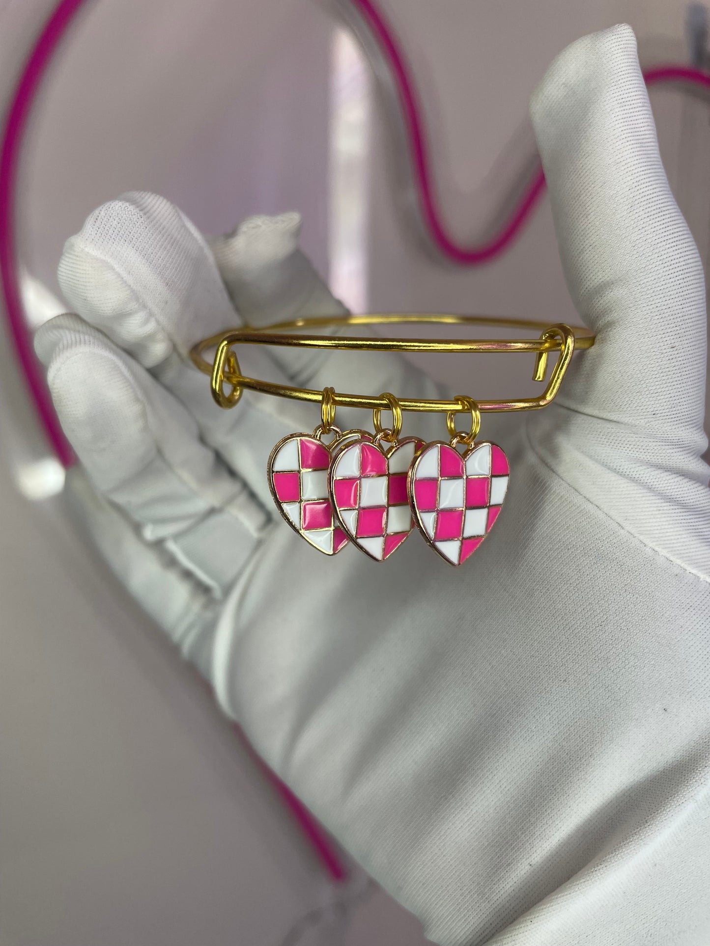 Pink checkered bangle