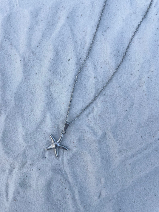 Silver starfish necklace