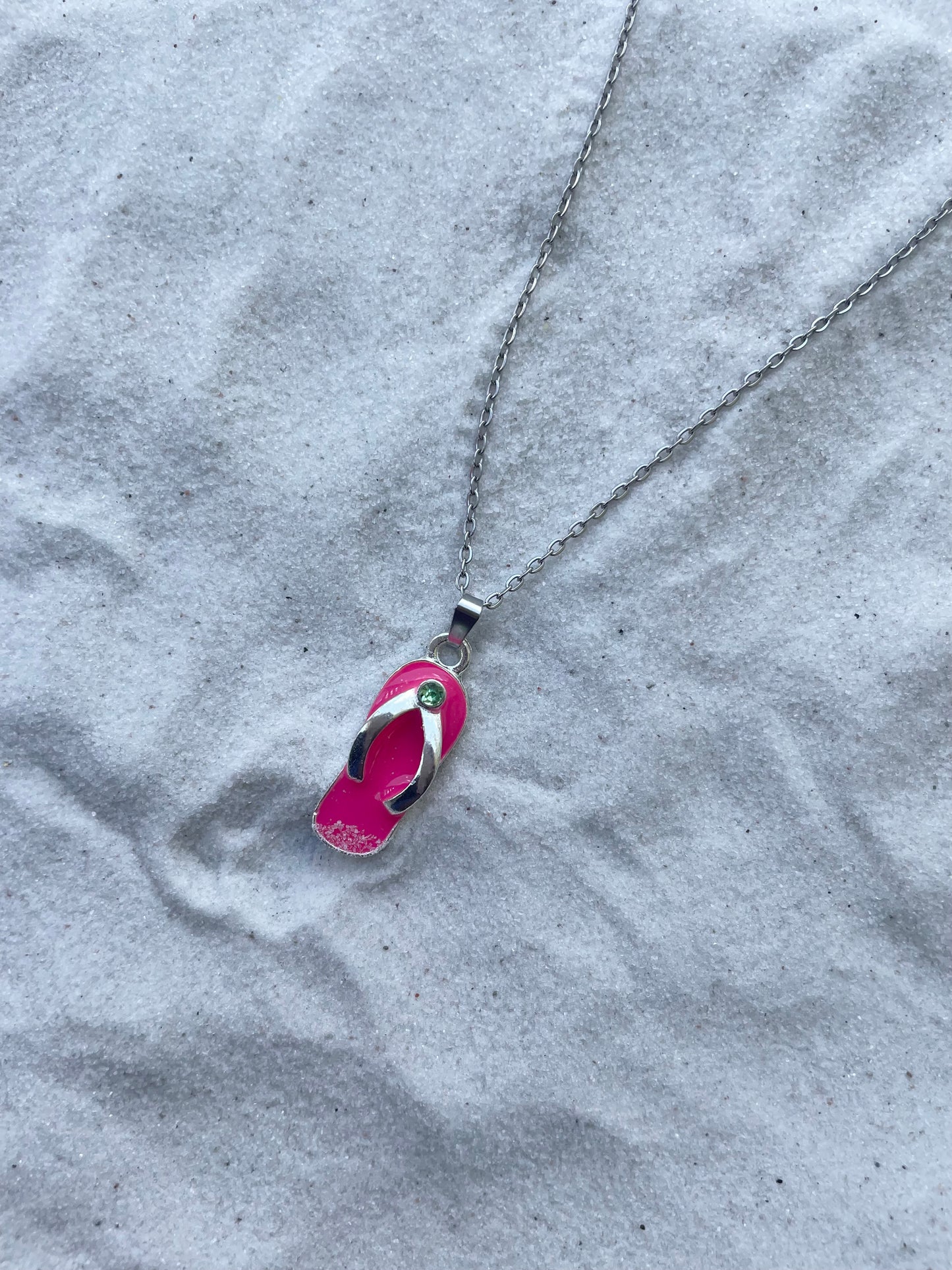 Pink flip flop necklace